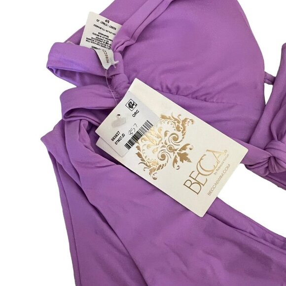 Becca by Rebecca Virtue Orchid Color Code Split Strap Halter Swim Top Size Small - Picture 6 of 6